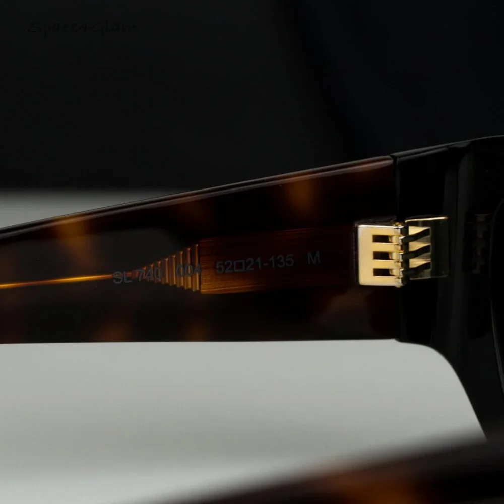 BRAND NEW Saint Laurent SL740 004 Black Havana Square Unisex Sunglasses
